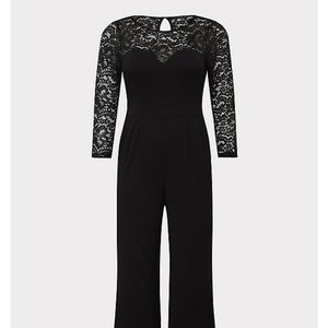 TORRID BLACK LACE CHALLIS WIDE LEG JUMPSUIT